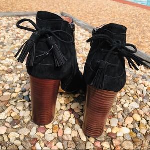 Black Suede Booties Halogen NEW